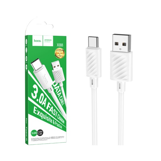 Hoco Charging Cable X88 Gratified 3A Type-C 1m White